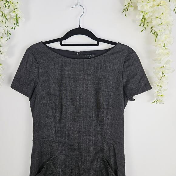 Theory Size 10 Nuriana Raetia Sheath Dress Gray Blend Short Sleeve Career Work - Picture 5 of 12